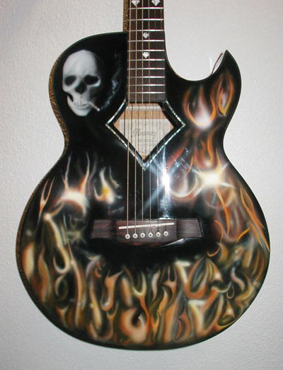Ibanez Airbrushed Skull with Flames — custom acoustic guitar by Guitar Guru LLC