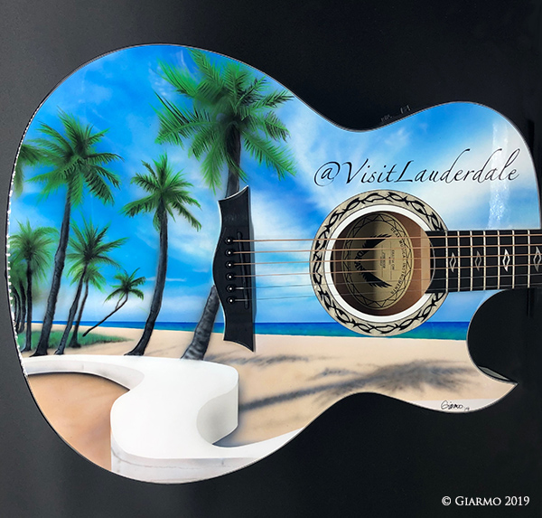 Airbrushed Ft. Lauderdale Dean Acoustic — custom acoustic guitar by Guitar Guru LLC