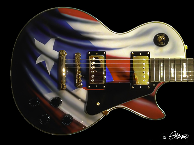 Puerto Rican Flag Guitar — custom electric guitar by Guitar Guru LLC