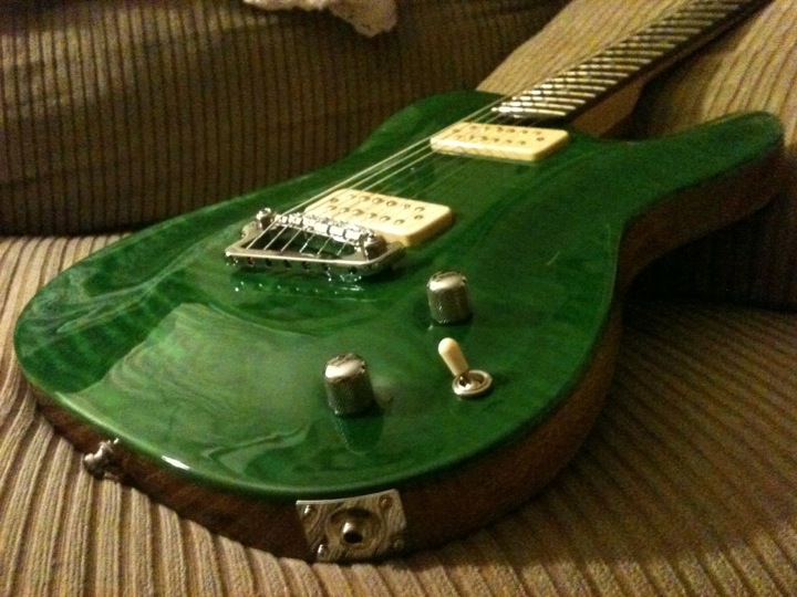 Custom Translucent Green Telecaster (detail) — stained guitar by Guitar Guru LLC
